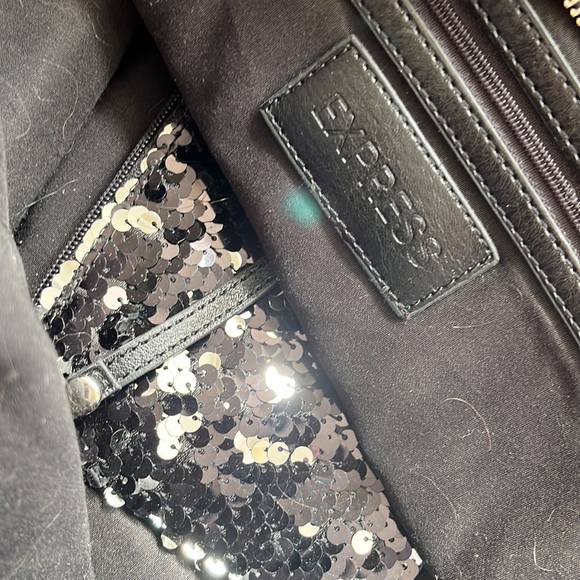 2 pc. Express Travel tote with wristlet book bag carry all black, purse - Picture 7 of 12